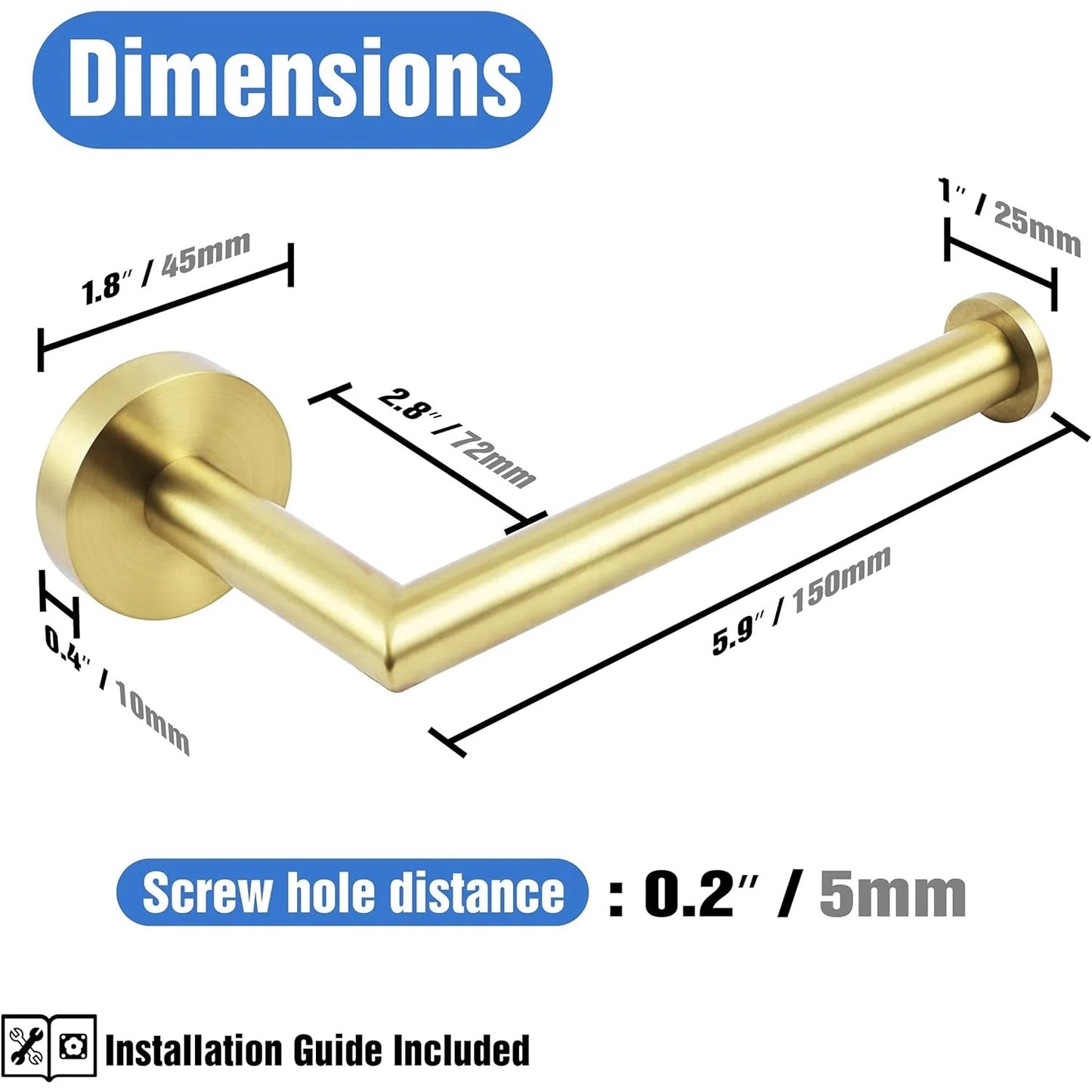LunaLulinlk Toilet Paper Holder Wall Mount,Brushed Gold Toilet Paper Roll Holder for Bathroom