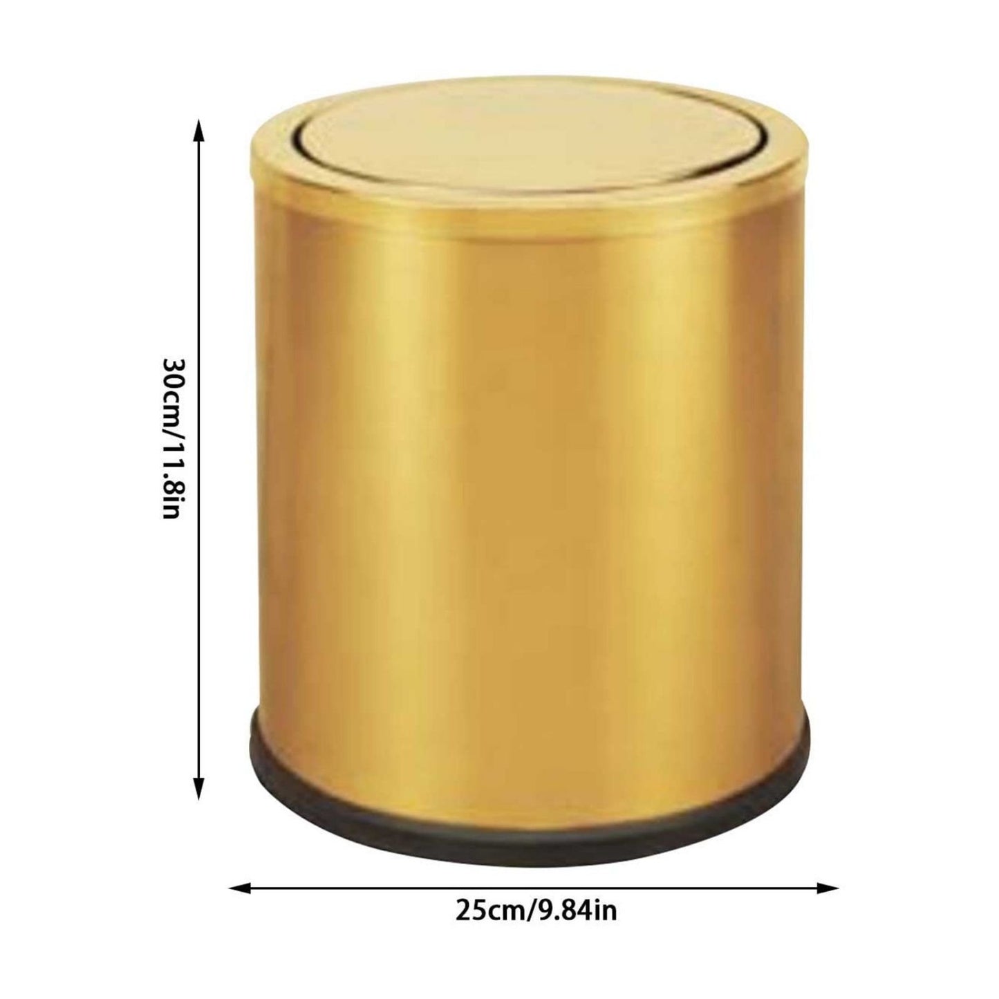 LunaLulinlk Small Trash can with Flipping lid, Stainless Steel , 2.6gallon,Garbage cans Metallic Gold