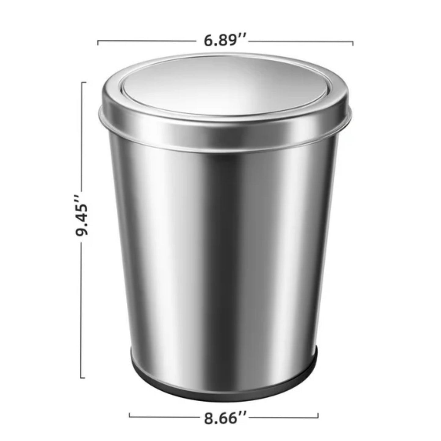 LunaLulinlk Small Trash Can with Swing Lid 1.7 Gallons 2 Pack Stainless Steel Wastebasket with Lid, Cylindrical Garbage Can