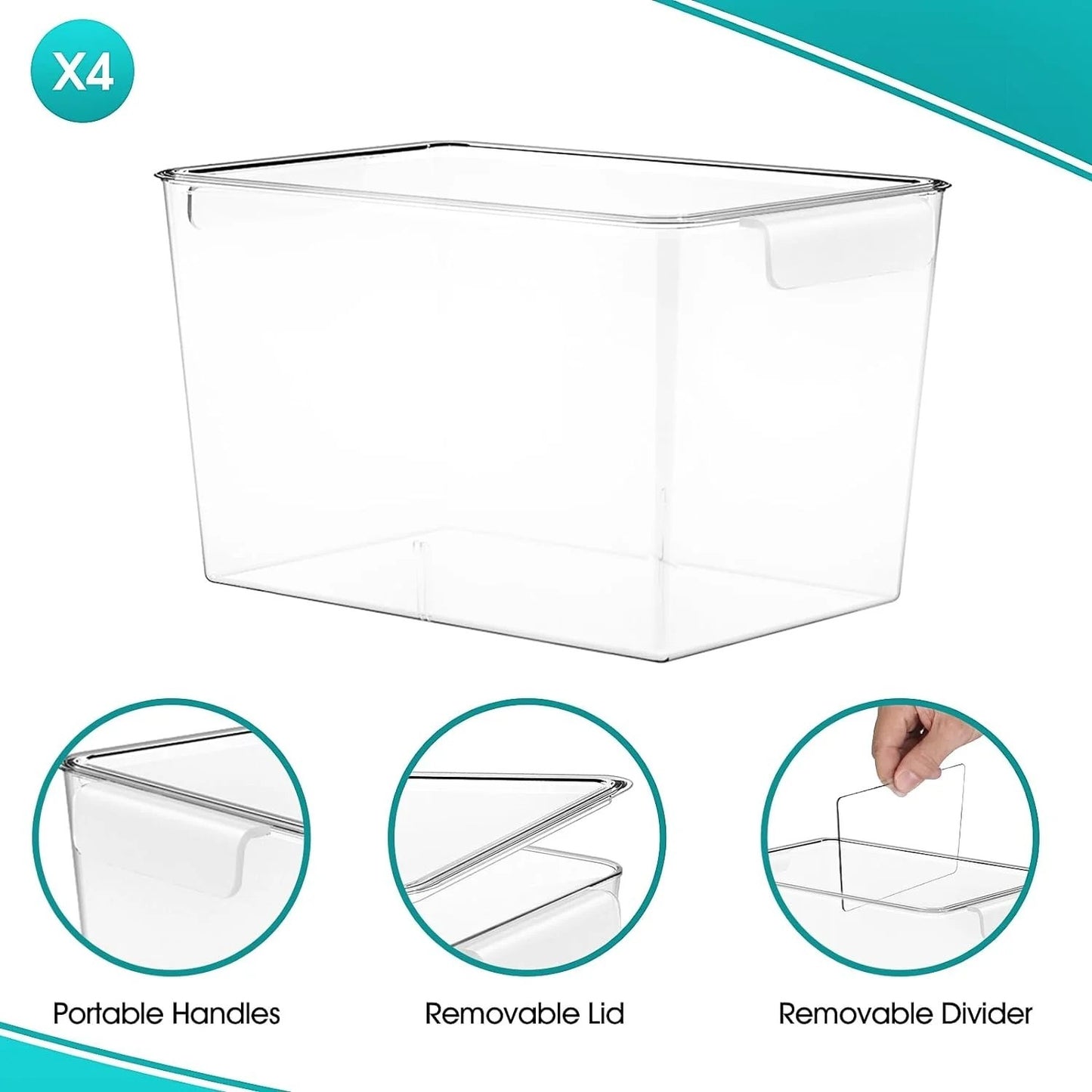 LunaLulinlk Stackable Clear Storage Bins with Lids, Large Plastic Storage Bins w Handle, Acrylic Pantry Organization and Storage for Kitchen