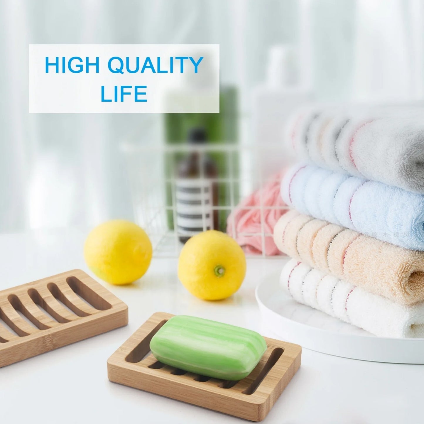LunaLulinlk Soap Holder Soap Dish, Bamboo Soap Dish, 2 Pack Wood Soap Holder, Bar Soap Holder for Shower, Soap Tray Self Draining Natural Color