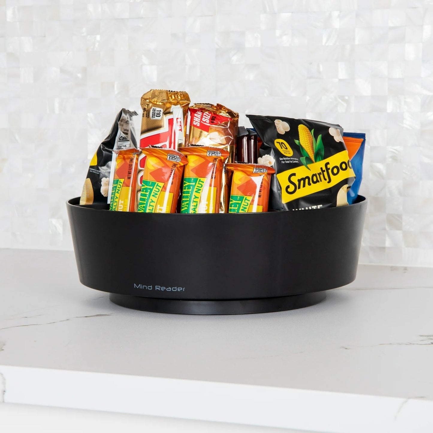 LunaLulinlk Snack Carousel, Countertop Organizer, Snack Tray, 12"L x 12"W x 4"H, Black