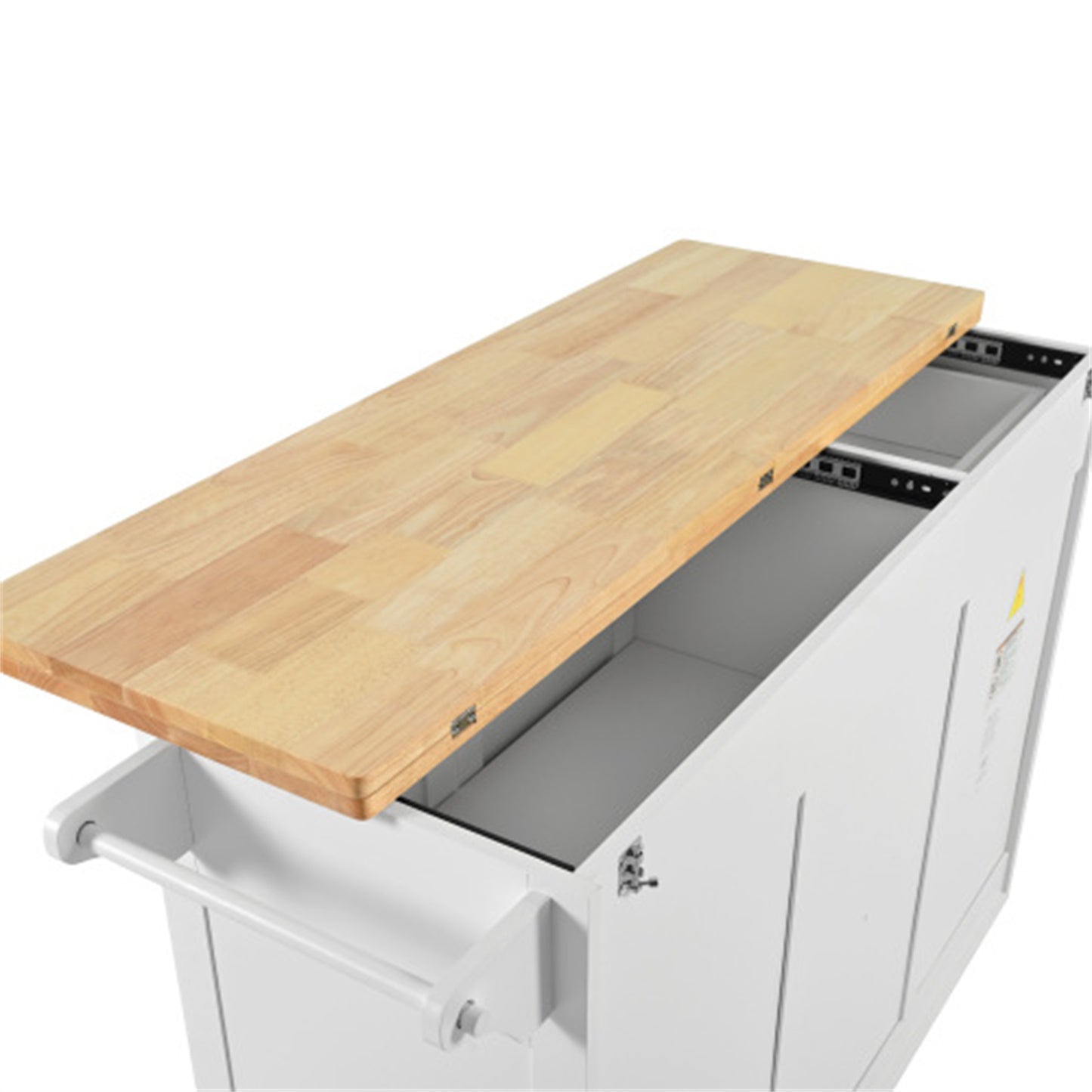 "LunaLulinlk Kitchen Island with Foldable Counter Top, Kitchen Storage Cart with Slide-Out Shelf, Towel Rack and Drawer "