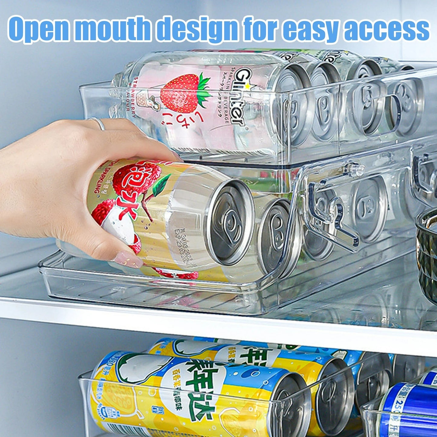 LunaLulinlk Soda Can Organizer Clear Refrigerator Bin for Soda Cans (12 Count)