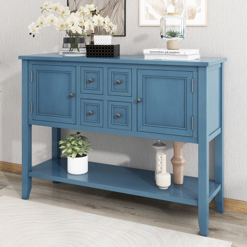 LunaLulinlk Storage Vintage Console Table with Four Small Drawers and Bottom Shelf for Living Rooms, Entrances and Kitchens