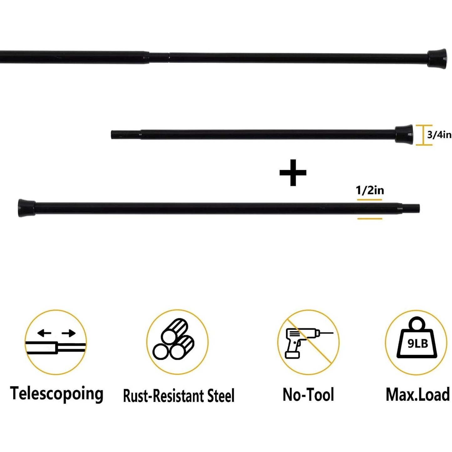 LunaLulinlk Spring Tension Rods 16-28 Inches Tension Curtain Rod Adjustable Expandable Heavy Duty Steel Small Short Tension Curtain Rod For Windows,Kitchen