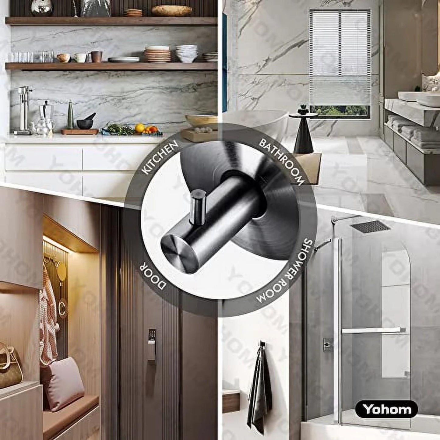 LunaLulinlk Suction Cup Hooks for Shower Stainless Steel Towel Holder Vacuu Wall Hooks Kitchen Organizer for Bathrobe Loofah 2Pcs,Brushed Black