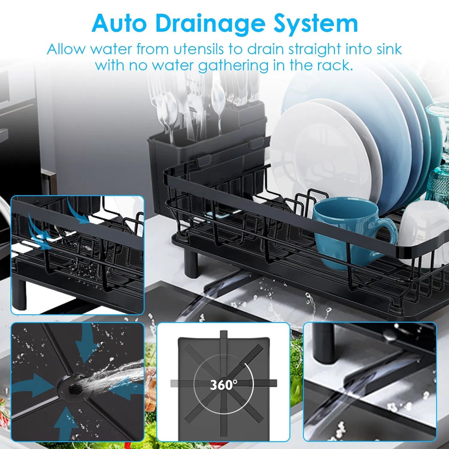 LunaLulinlk Tableware Drain Rack, Countertop Storage Rack
