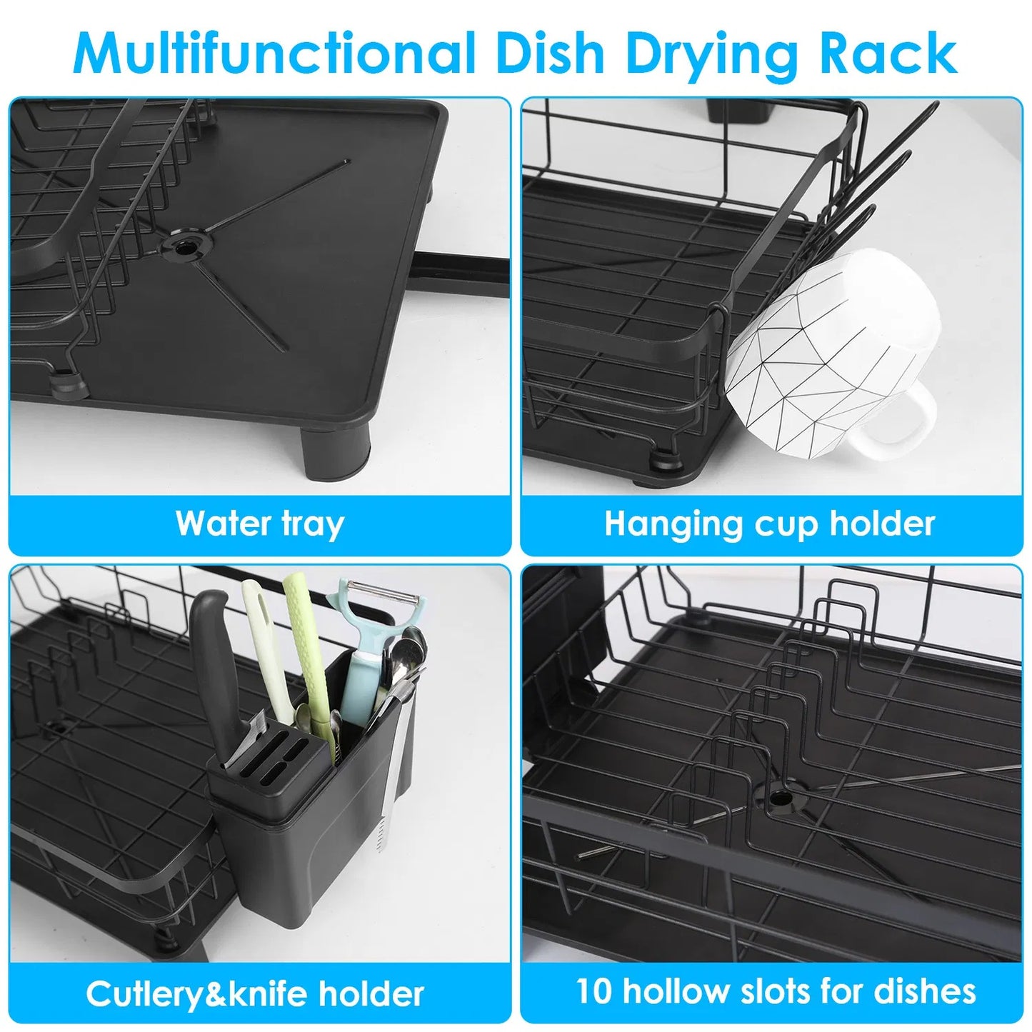 LunaLulinlk Tableware Drain Rack, Countertop Storage Rack