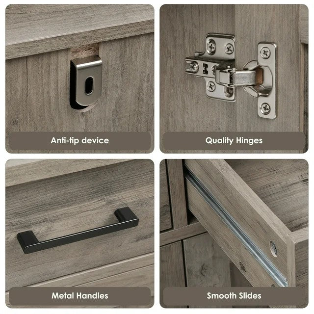 LunaLulinlk Storage Cabinet with 2 Drawers and 2 Doors, Wood Accent Cabinet for Living Room,Kitchen