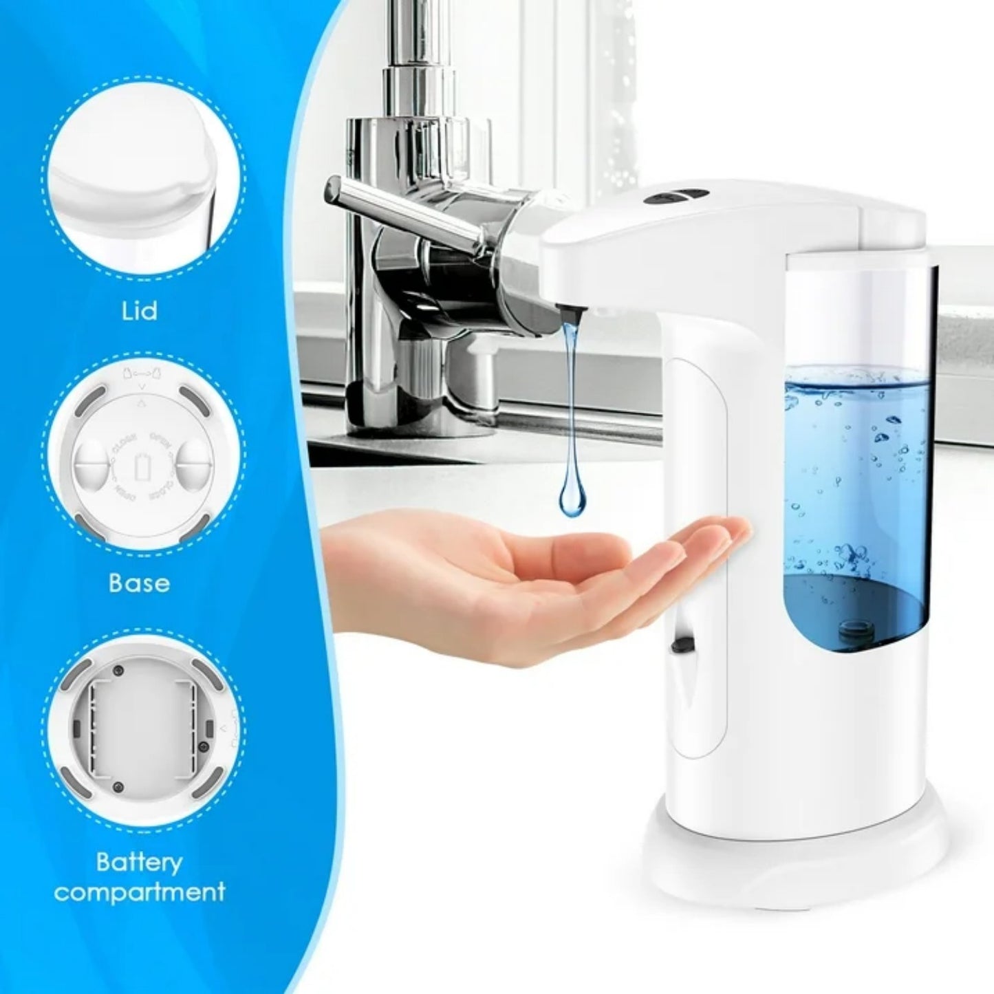 LunaLulinlk Soap Dispenser, Hand Soap Dispenser Waterproof Automatic Soap Dispenser Facial Cleanser Washroom White