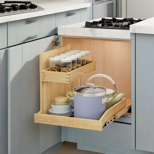 LunaLulinlk Under Sink Organizers and Storage 19½" W x 21" D, 2 Tier Pull Out Cabinet Organizer with Hard Close