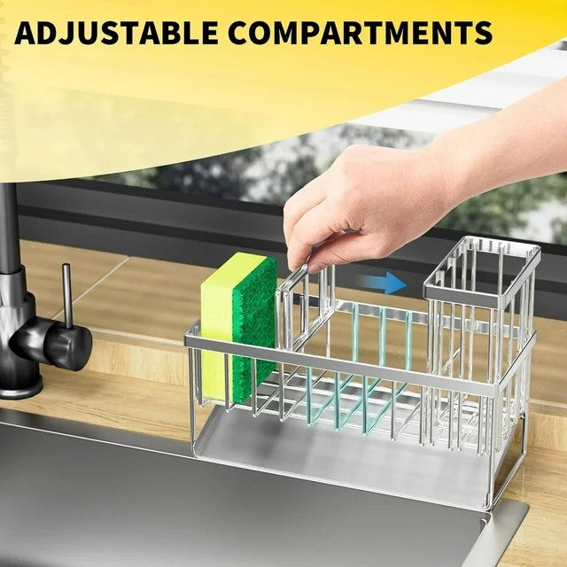 LunaLulinlk Stainless Steel Sink Caddy Kitchen Organizer, Waterproof and Rustproof, Silver, 1 Count