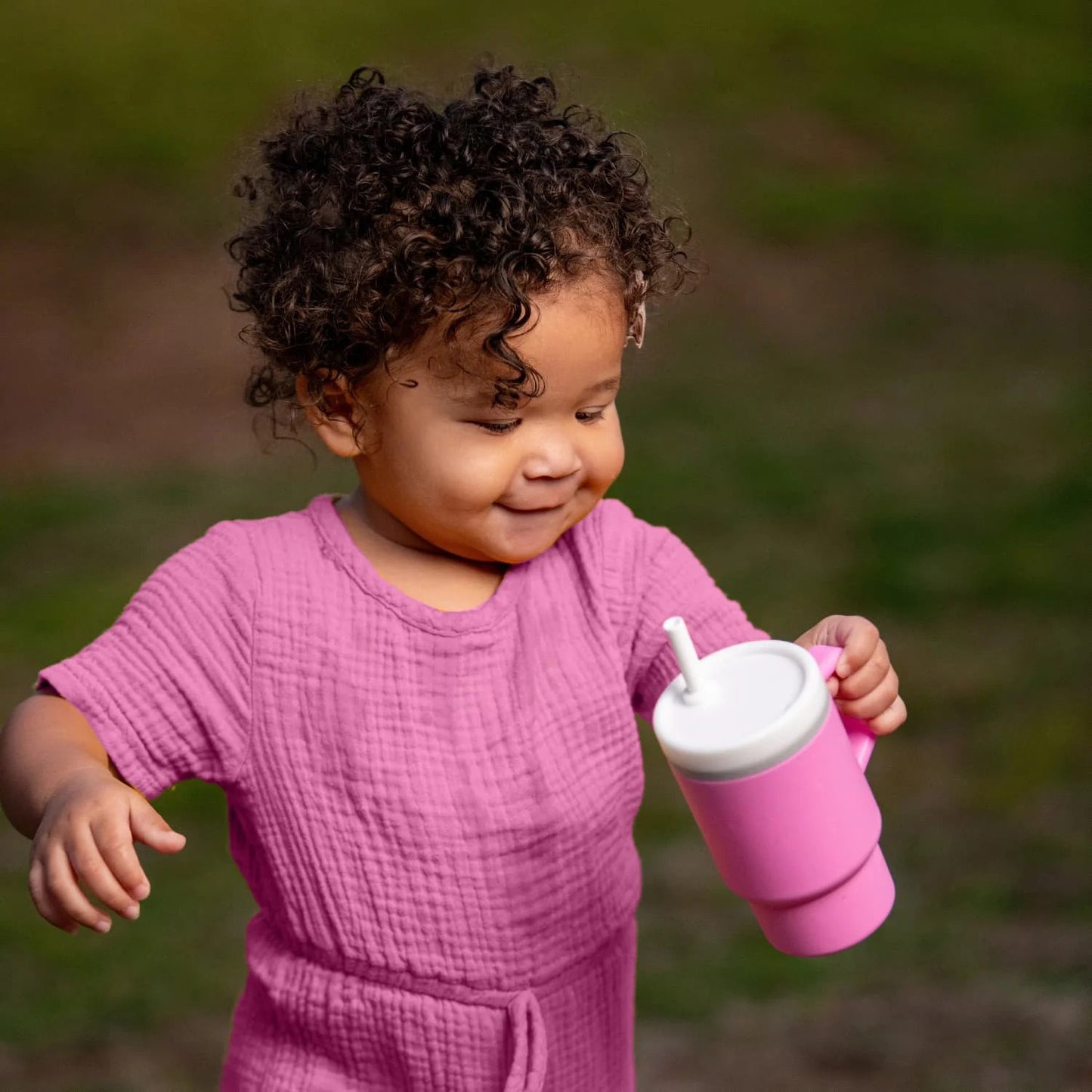 LunaLulinlk Tumbler – Adorable 9 oz. Training Cup with Toddler-Friendly Straw and Handle, Cotton Candy