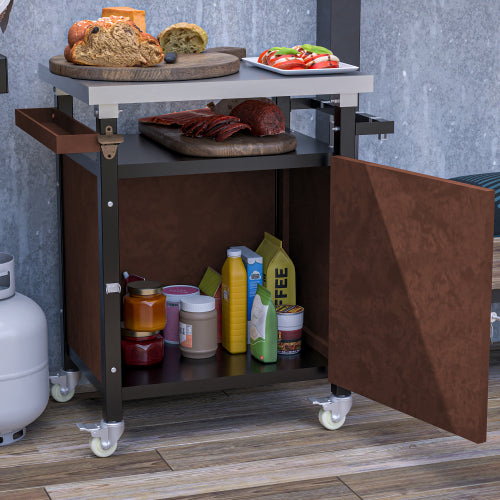 LunaLulinlk Stainless Steel Waterproof Tabletop Outdoor Grill Cart, Portable BBQ Dining Cart