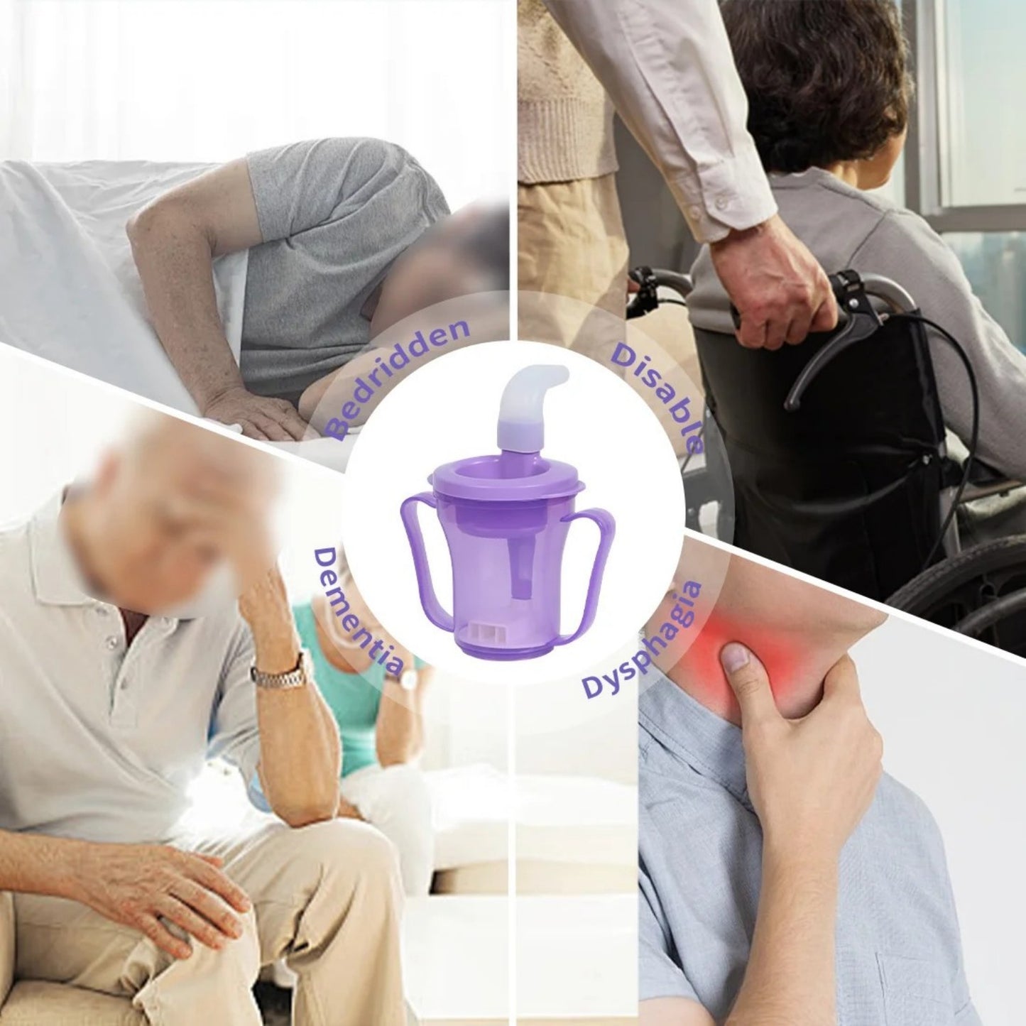 LunaLulinlk Sippy Drinking Cups, Plastic+Silicone 5CC or 10CC, Purple