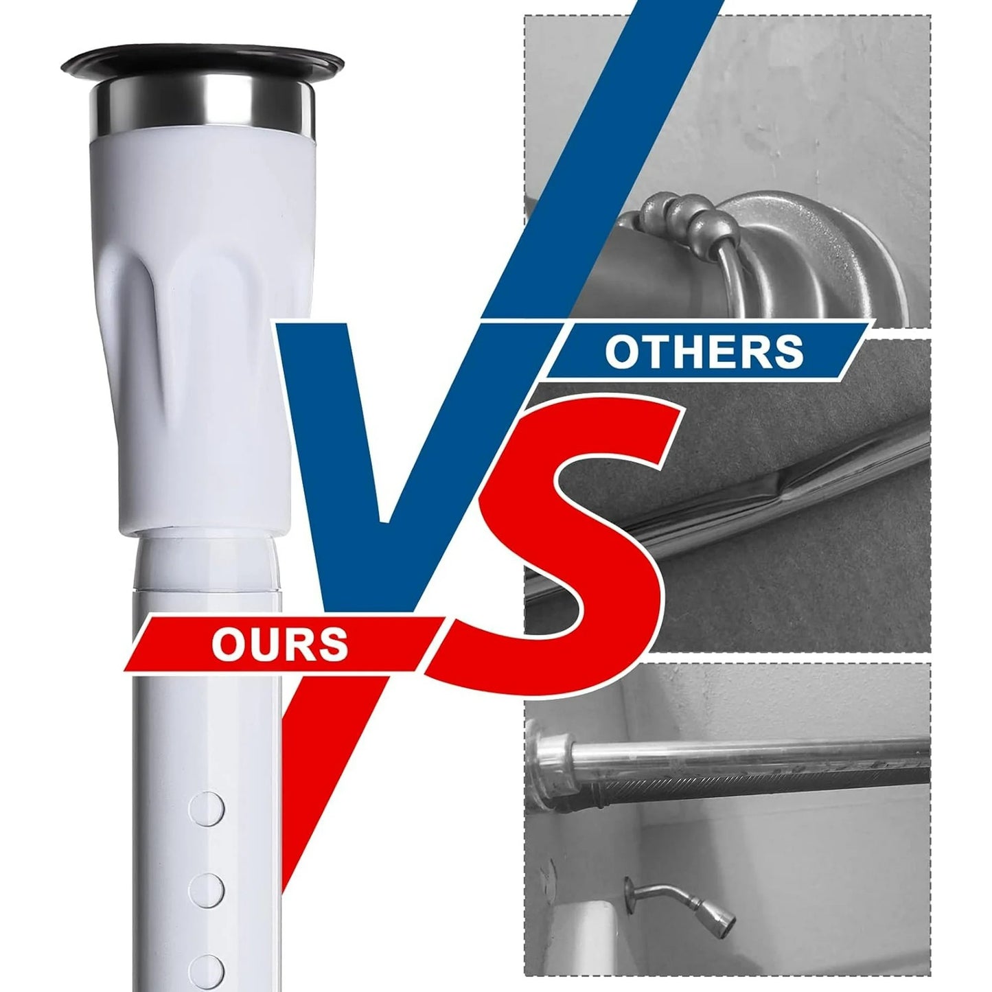 LunaLulinlk White Tension Curtian Rod No drill, 42 to 72 inch Adjustable Heavy Duty Shower Curtain Rod for Windows Bathroom Closet