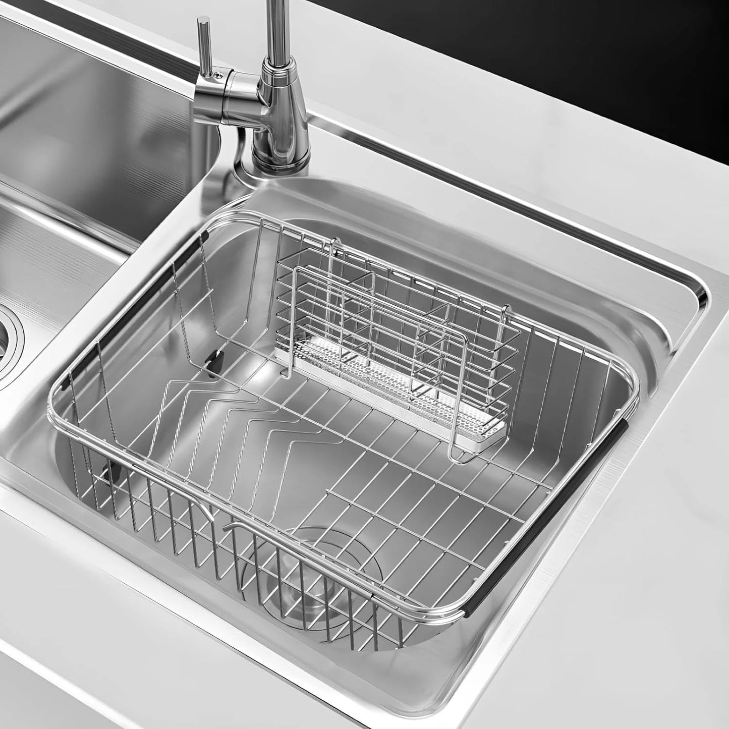 LunaLulinlk Utensil Holder, Stainless Steel Kitchen Utensil Drying Rack with 3 Compartments