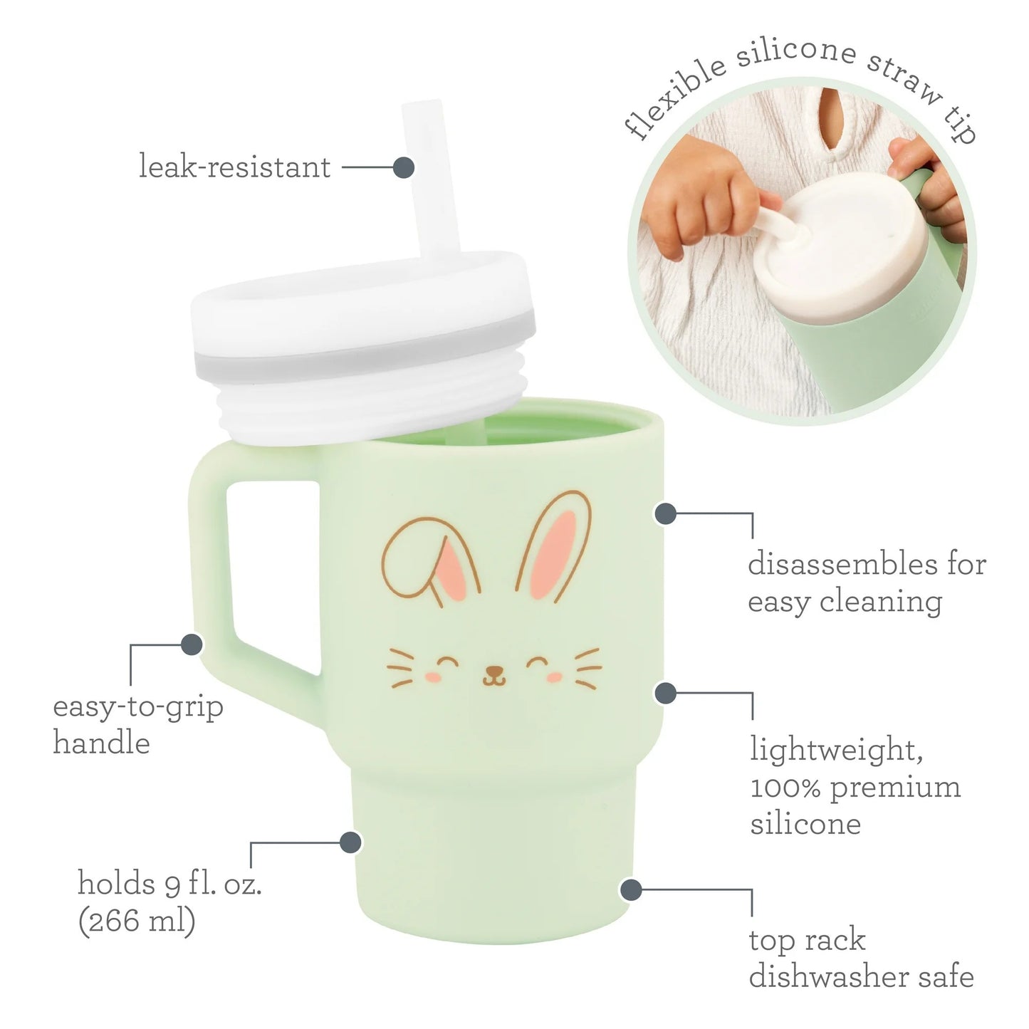 LunaLulinlk Tumbler – Adorable 9 oz. Training Cup with Toddler-Friendly Straw and Handle, Bunny