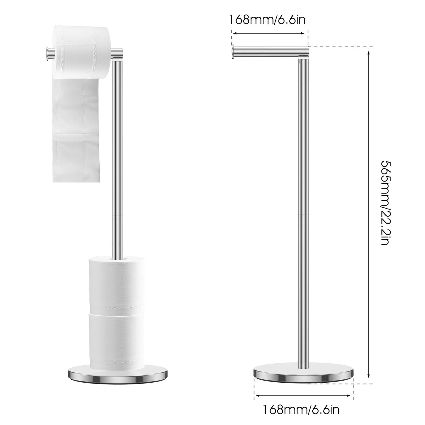 LunaLulinlk Toilet Paper Holder Freestanding Stainless Steel Foldable,Dispenser for Store Spare Toilet Paper for Bathroom, Washroom,Silver
