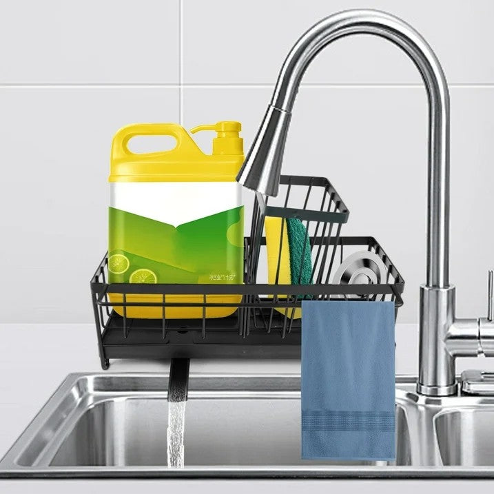 LunaLulinlk Sponge Holder for Kitchen Sink,Stainless Steel Freestanding Sink Caddy,Kitchen Organizer,Black,1 Pack