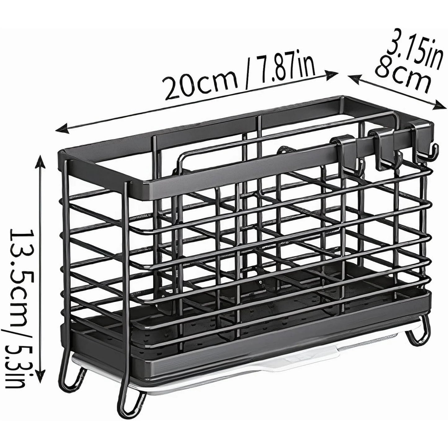 LunaLulinlk Utensil Holder, Dish Drainer for Kitchen Counter, 3 Compartments Stainless Steel Utensil Drying Rack, Wall Mouted Kitchen Utensils Holder