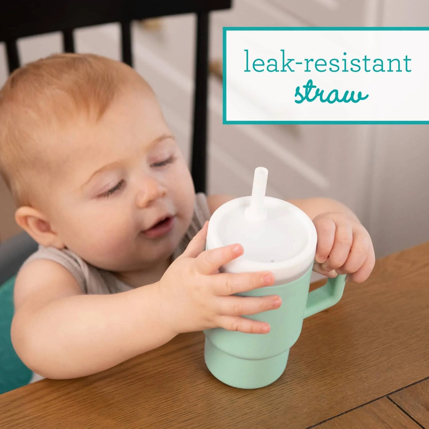 LunaLulinlk Tumbler – Adorable 9 oz. Training Cup with Toddler-Friendly Straw and Handle, Cool Mint