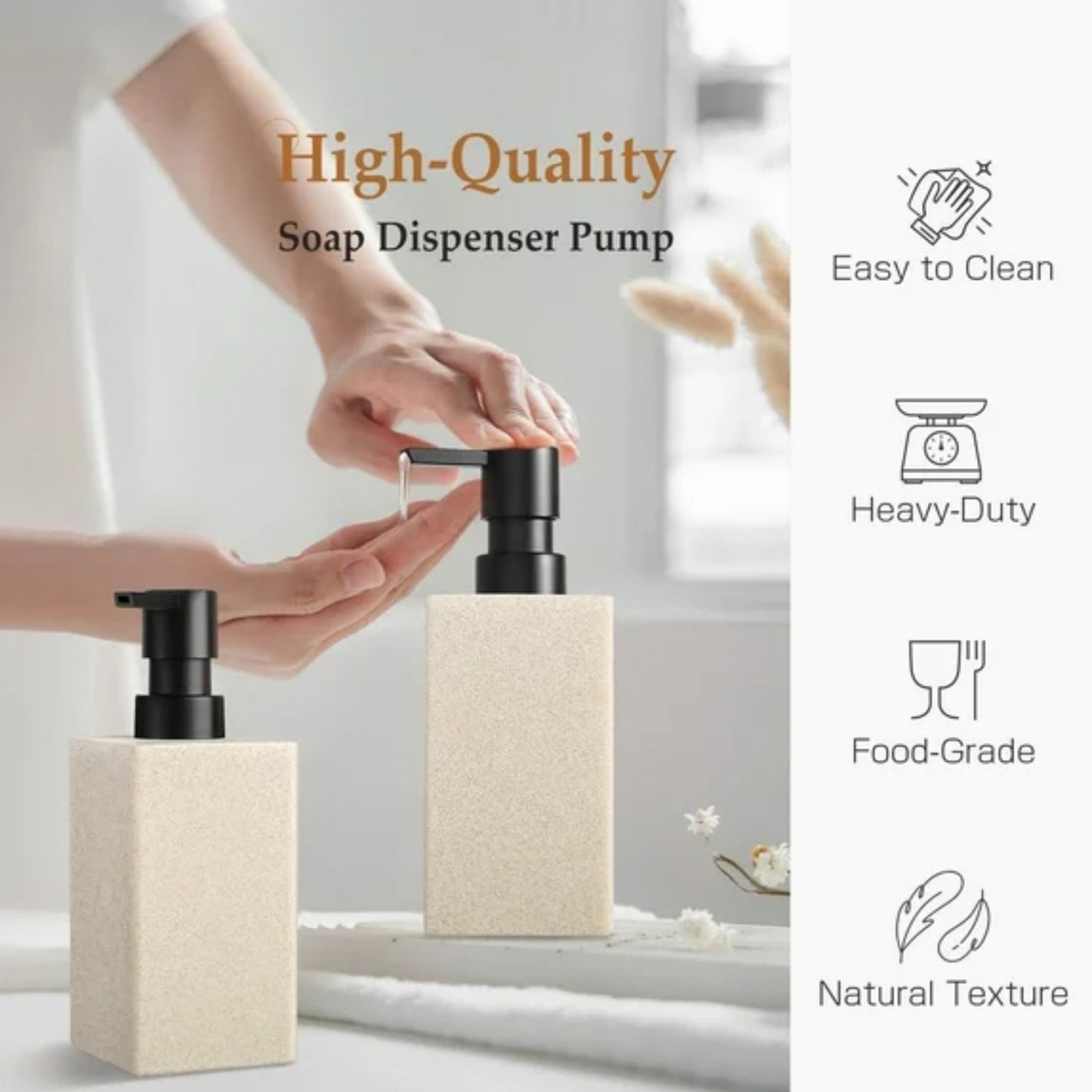 LunaLulinlk Soap Dispenser Bathroom, Resin Hand Soap Dispenser with Pump for Kitchen 12 oz
