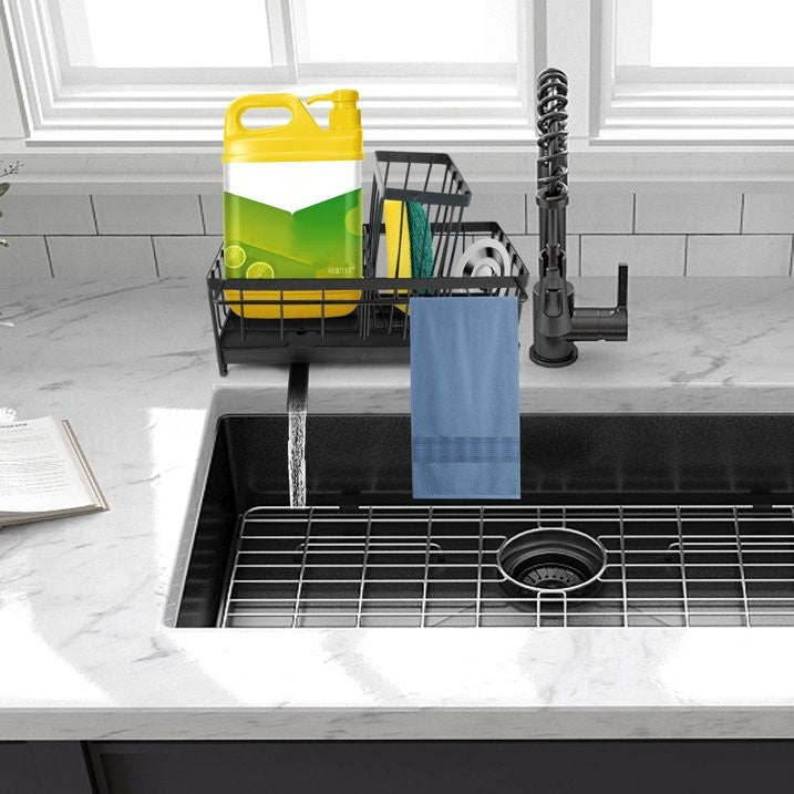 LunaLulinlk Sponge Holder for Kitchen Sink,Stainless Steel Freestanding Sink Caddy,Kitchen Organizer,Black,1 Pack