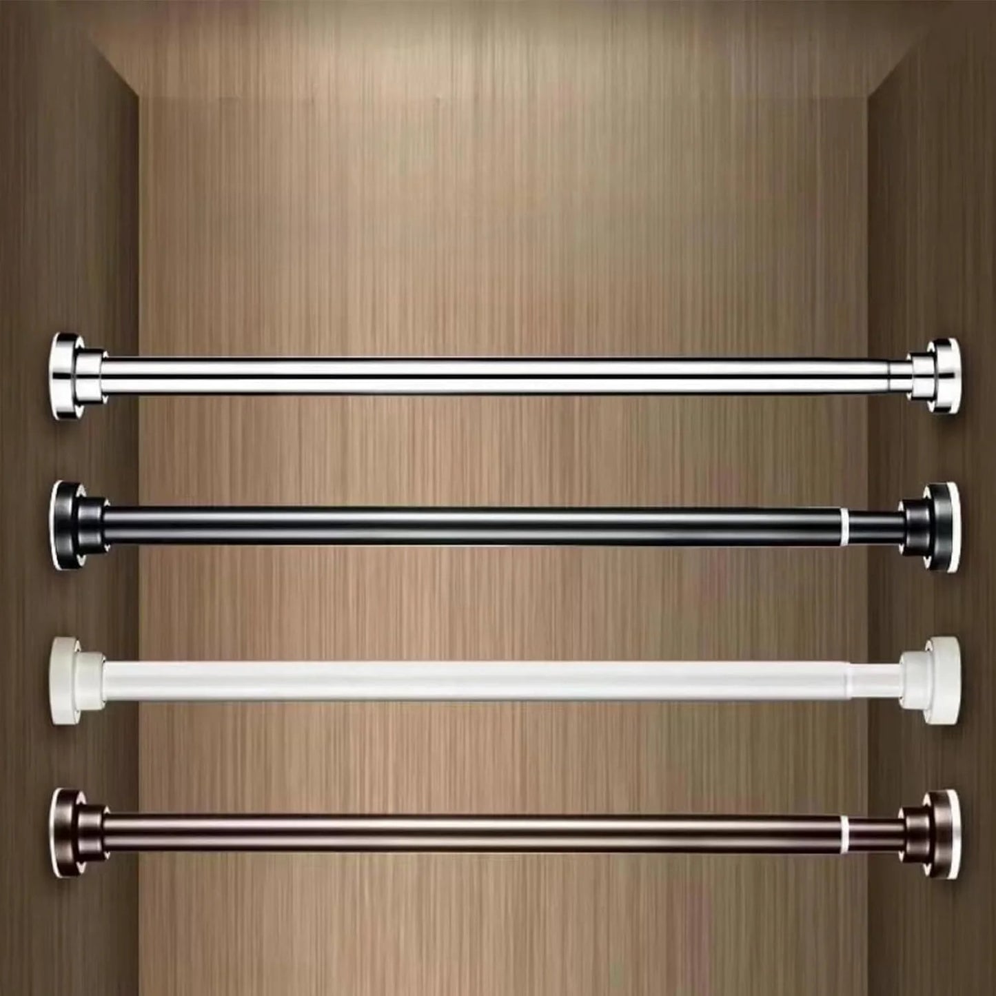 LunaLulinlk Stainless Steel 43" ~ 72" Straight Adjustable Tension Shower Rod - Bronze