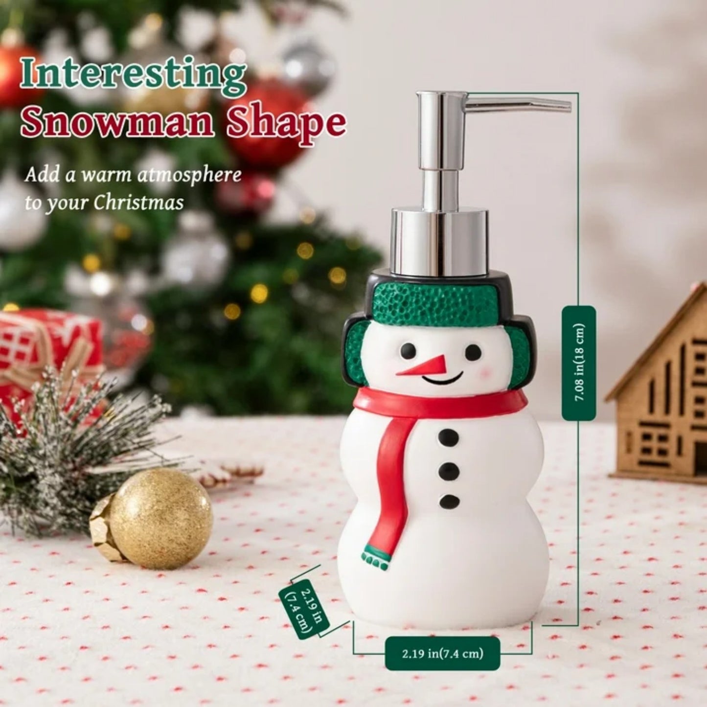 LunaLulinlk Siaomo Christmas Soap Dispenser,Resin Snowman Soap Dispenser with Lotion Pump,Countertop Soap Dispenser (Snowman)