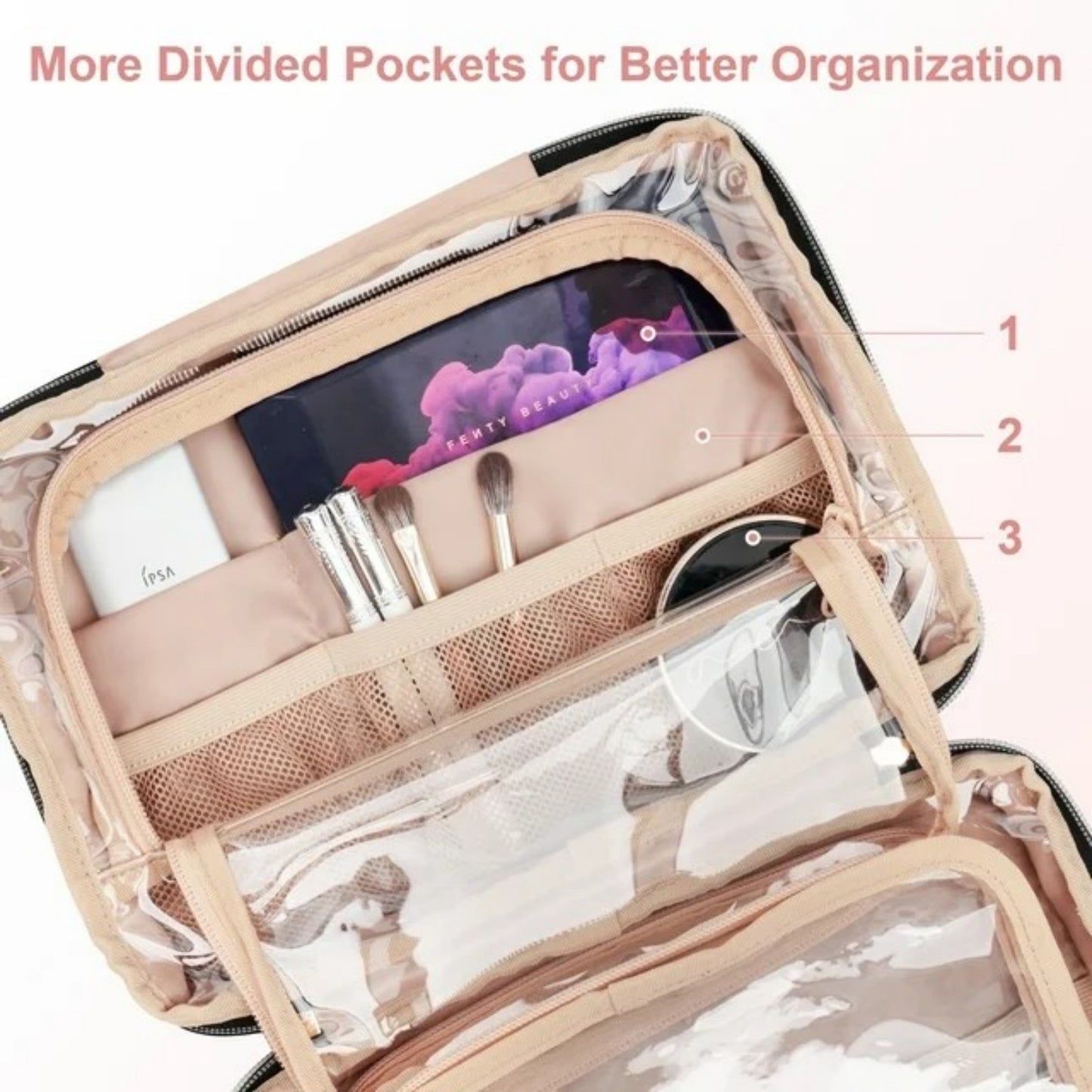 LunaLulinlk Travel Makeup Bag for Women Hanging Toiletry Bag Cosmetic Bag Organizer Accessories Kit Pink