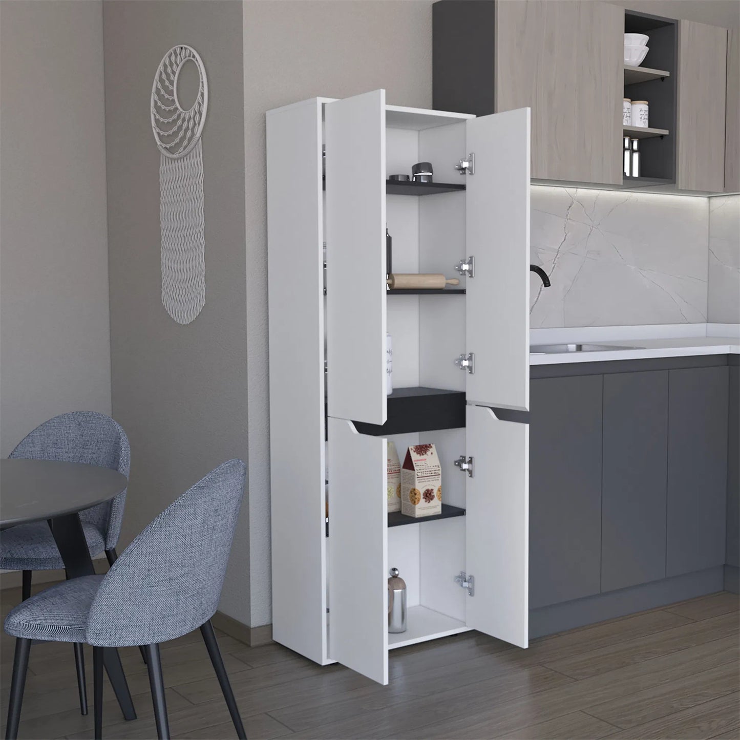 LunaLulinlk Storage Cabinet Kitchen Pantry With Four Doors and and Shelves