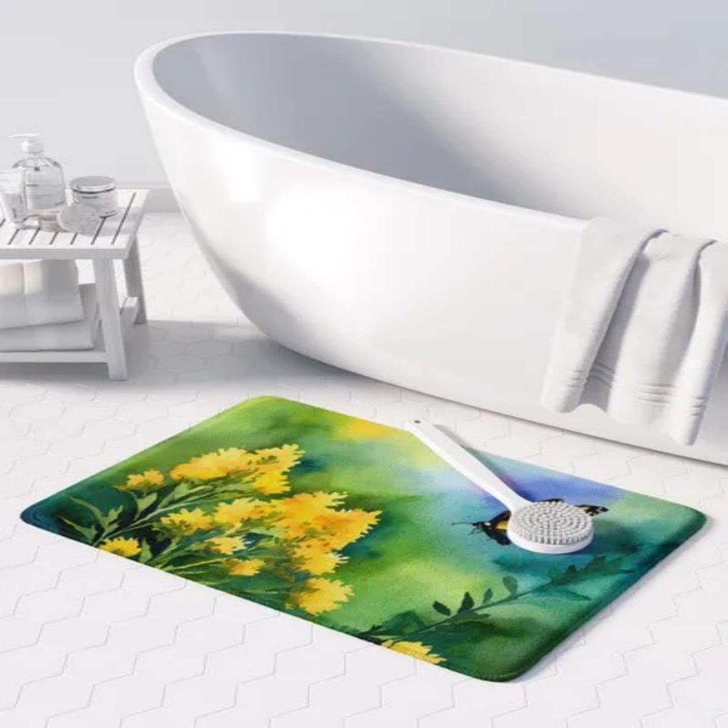 "LunaLulinlk Goldenrod in Watercolor Memory Foam Kitchen Mat Bath Rugs "