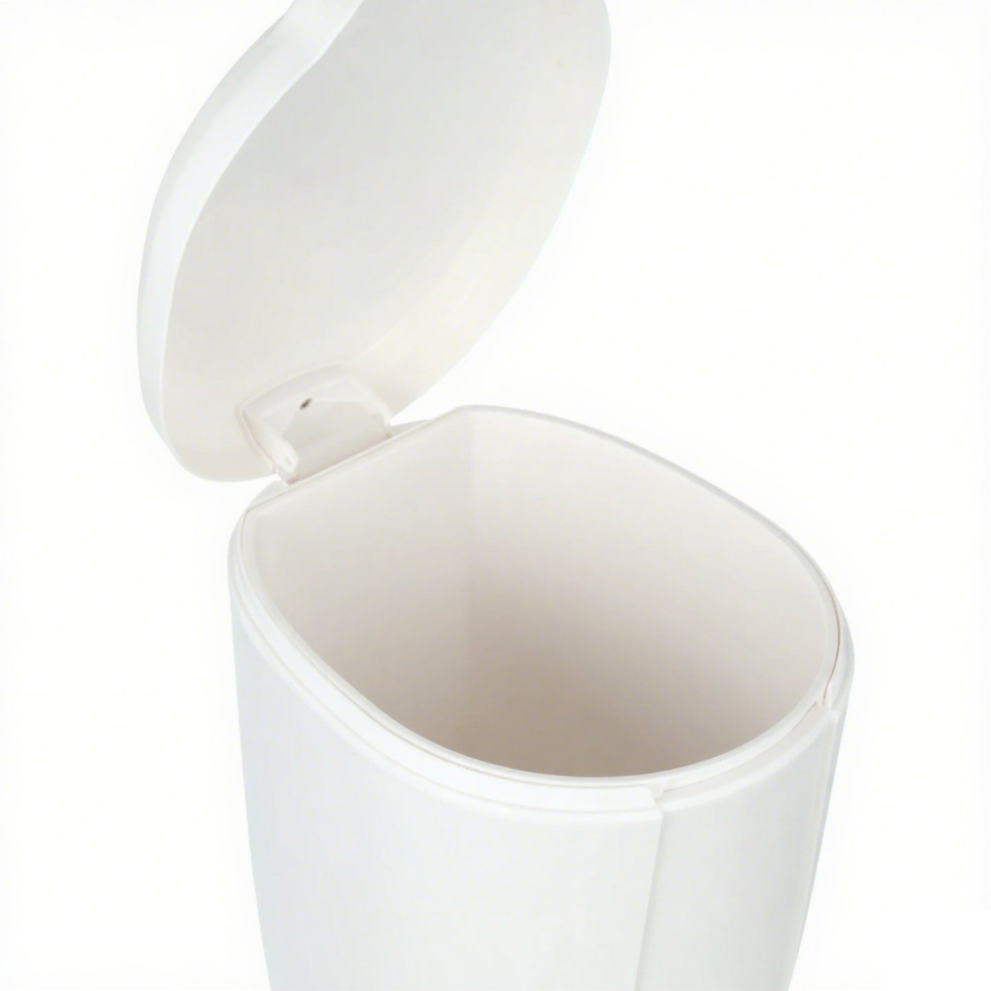 LunaLulinlk White 6L/1.6Gallon Plastic Compact Round Bathroom Step Trash Can