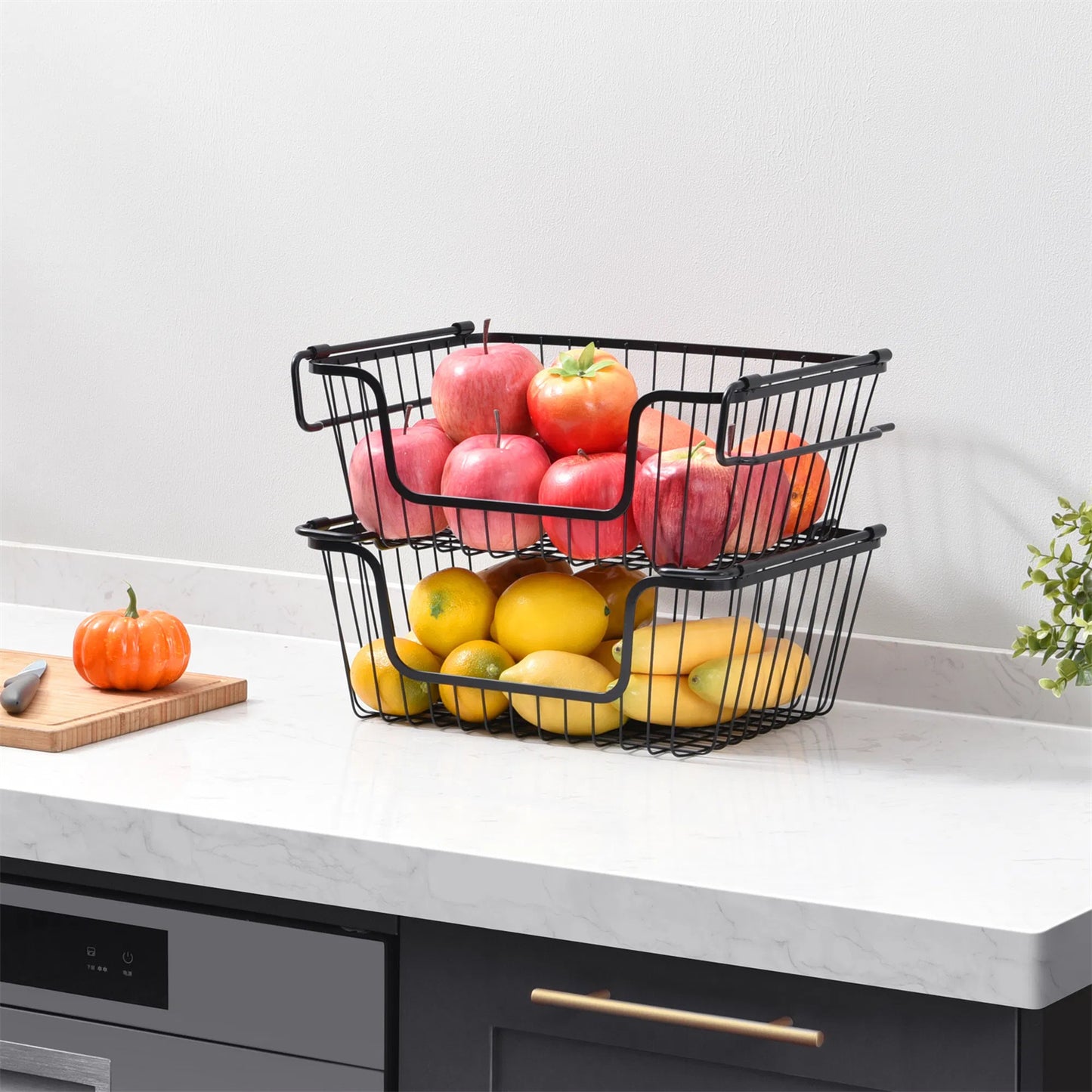 LunaLulinlk Stackable Metal Wire Storage Basket Set