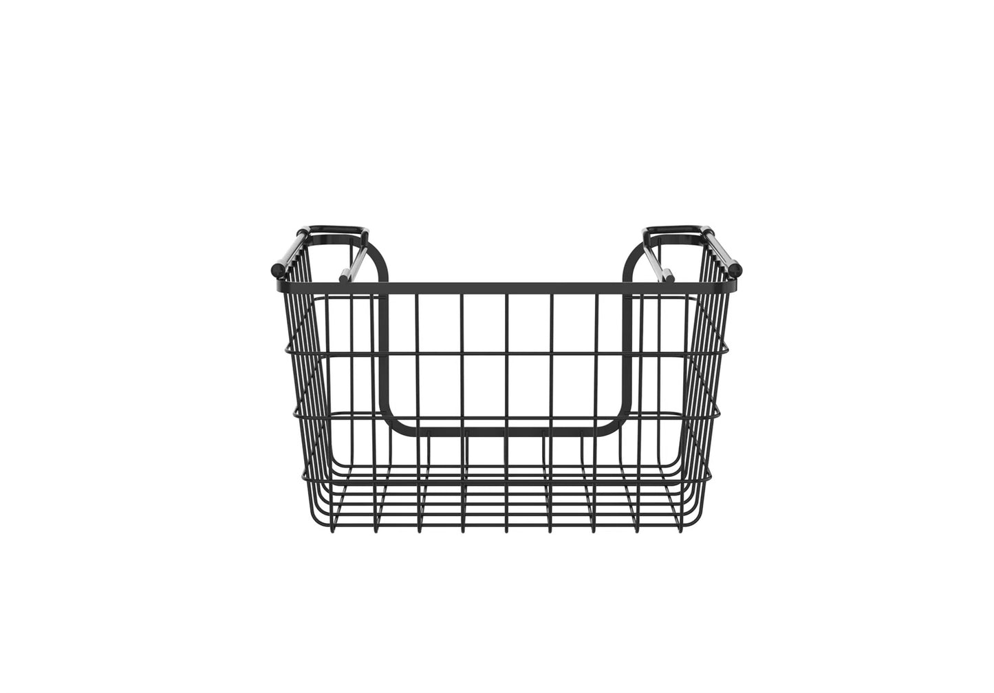 LunaLulinlk Stackable Metal Wire Storage Basket Set for Pantry, Countertop, Kitchen or Bathroom – Black, Set of 3