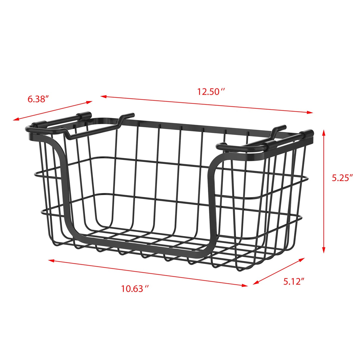 LunaLulinlk Stackable Metal Wire Storage Basket Set for Pantry, Countertop, Kitchen or Bathroom – Black, Set of 3