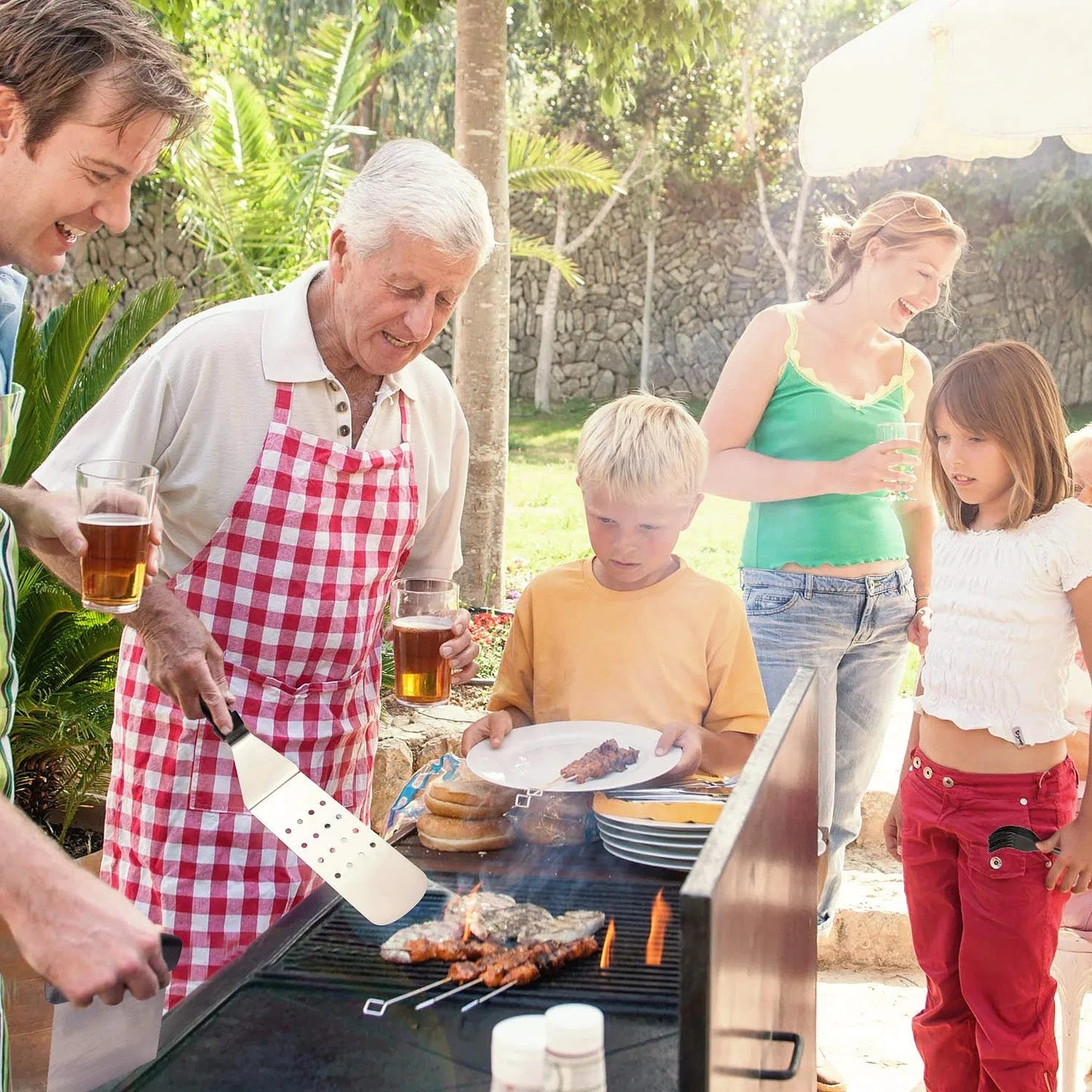 LunaLulinlk Stainless Steel Barbecue Tool Set Ergonomic Handle