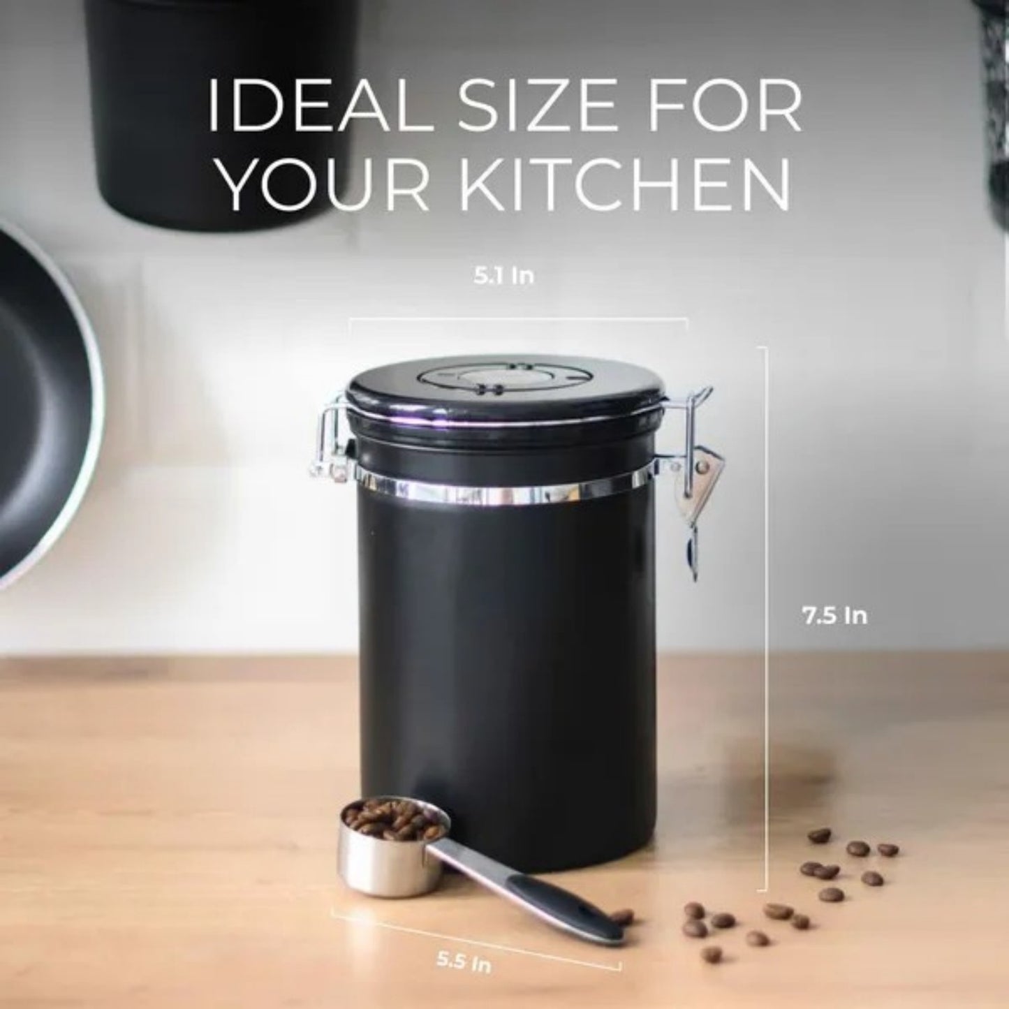 LunaLulinlk Stainless Steel Coffee Canister 21oz Airtight Kitchen Food Storage Container