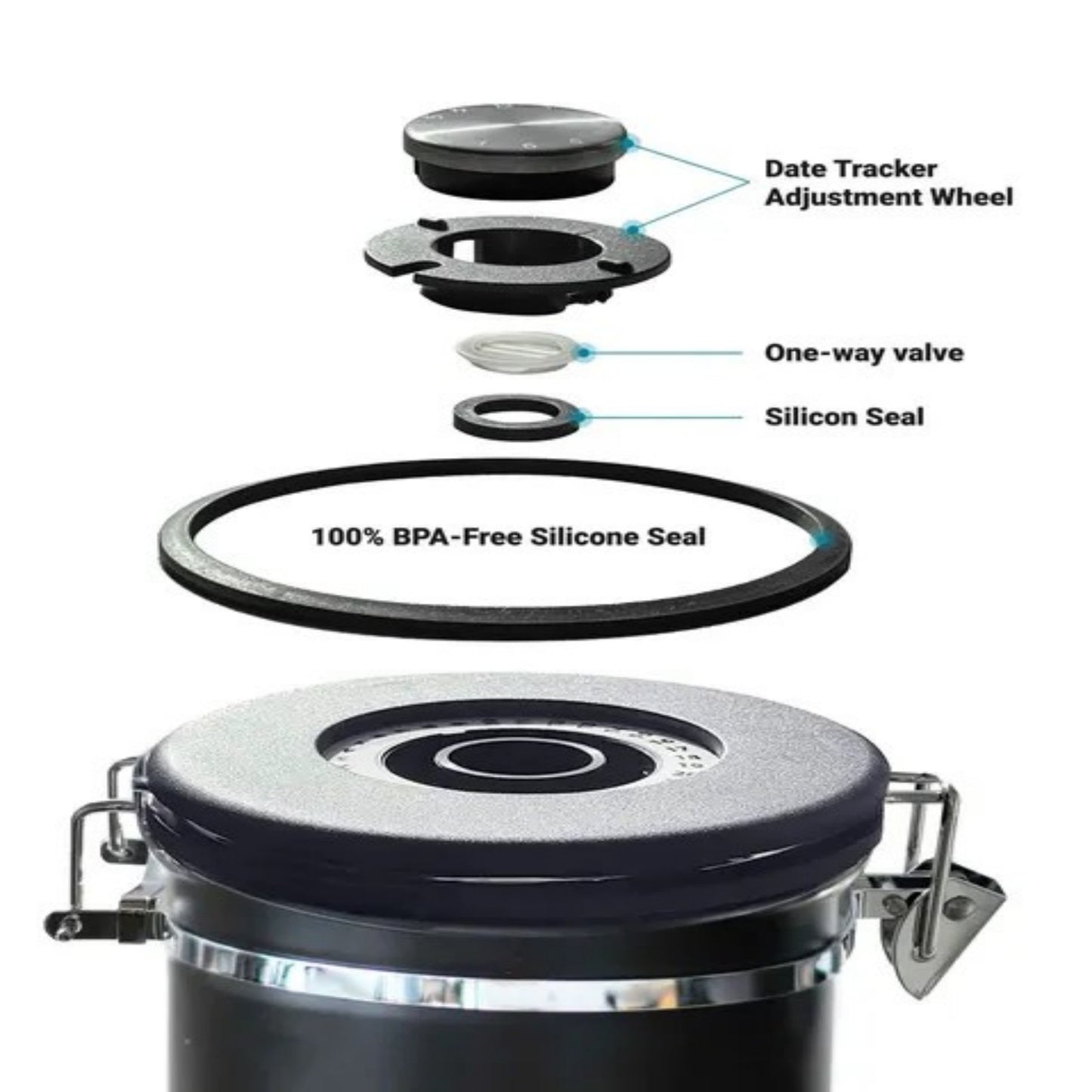 LunaLulinlk Stainless Steel Coffee Canister 21oz Airtight Kitchen Food Storage Container