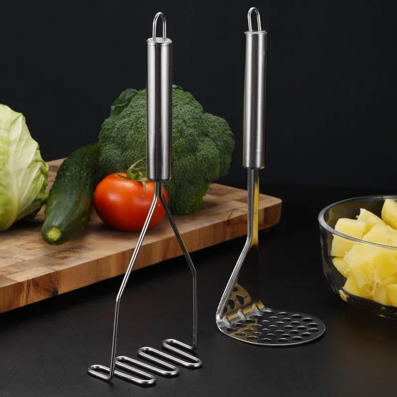 LunaLulinlk Stainless Steel Manual Potato Press; Baby Food Masher; Wavy Potato Press