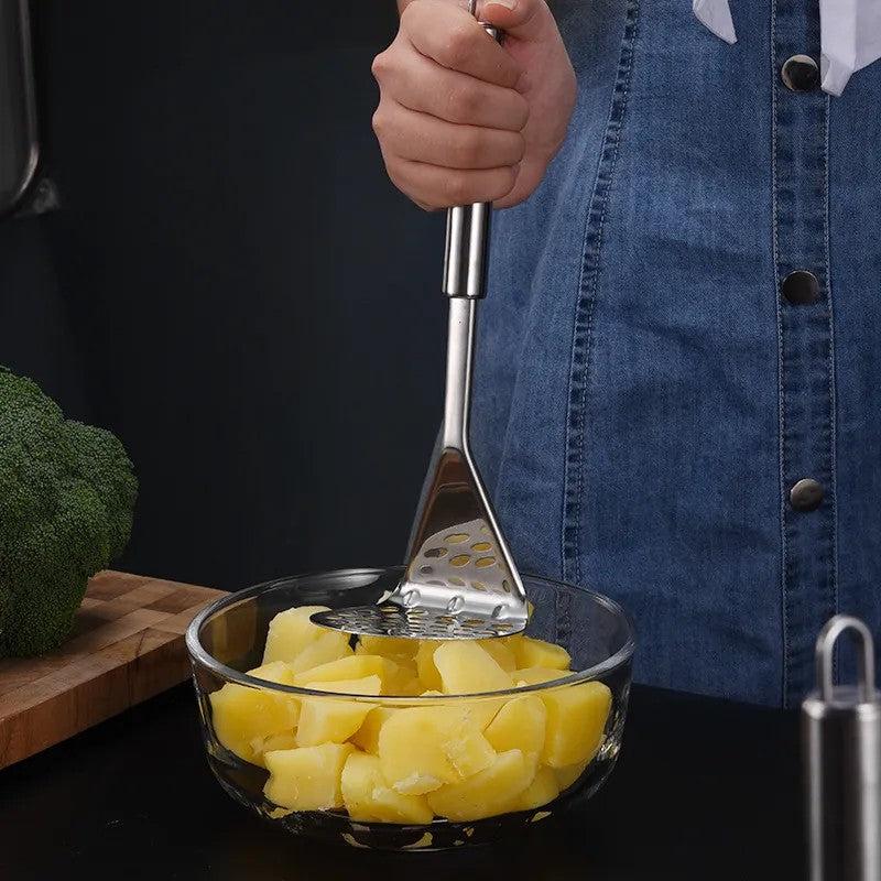 LunaLulinlk Stainless Steel Manual Potato Press; Baby Food Masher; Wavy Potato Press