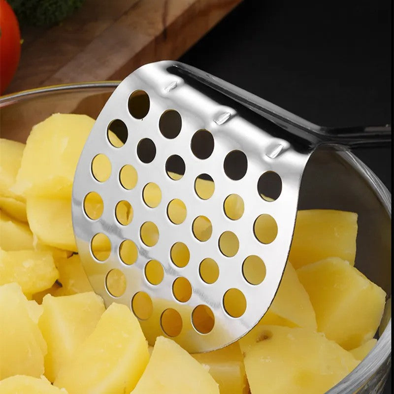 LunaLulinlk Stainless Steel Manual Potato Press; Baby Food Masher; Wavy Potato Press