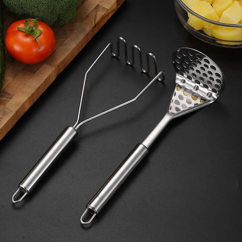 LunaLulinlk Stainless Steel Manual Potato Press; Baby Food Masher; Wavy Potato Press