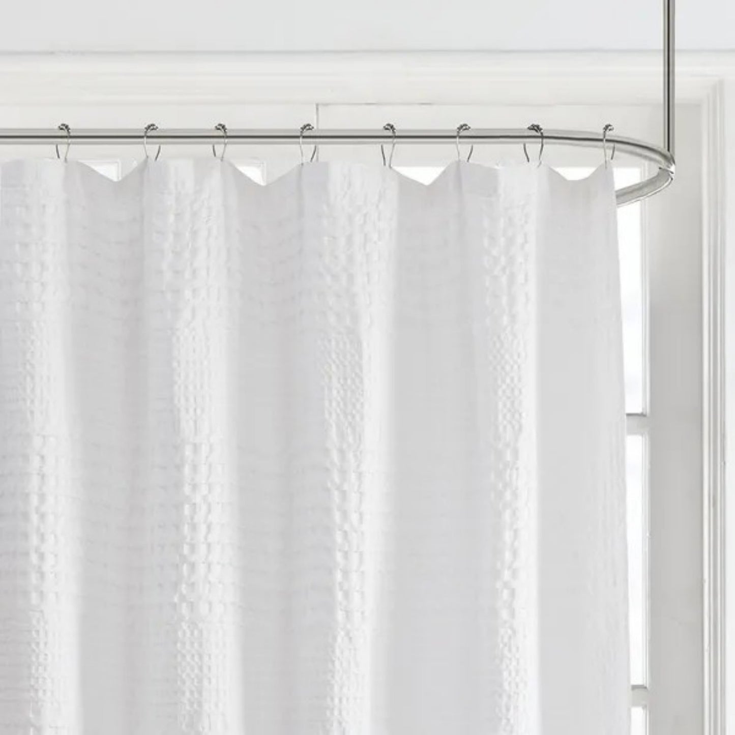 LunaLulinlk Super Waffle Textured Solid Shower Curtain