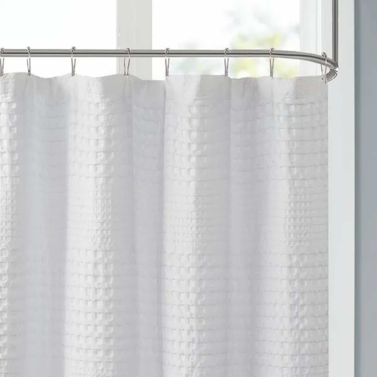 LunaLulinlk Super Waffle Textured Solid Shower Curtain