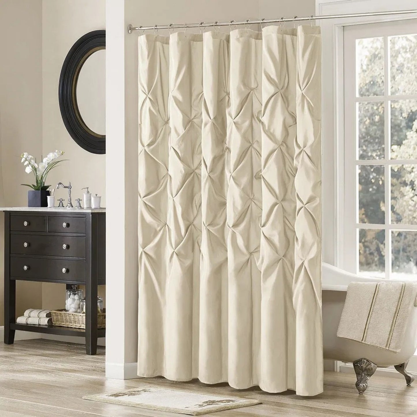 LunaLulinlk Tufted Semi-Sheer Shower Curtain
