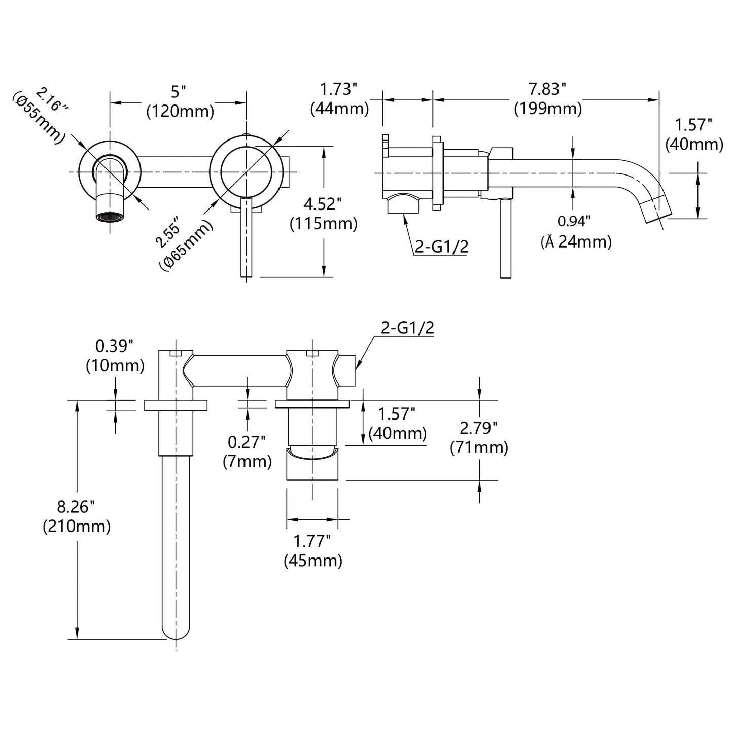 LunaLulinlk Wall Mount Faucet for Bathroom Sink or Bathtub