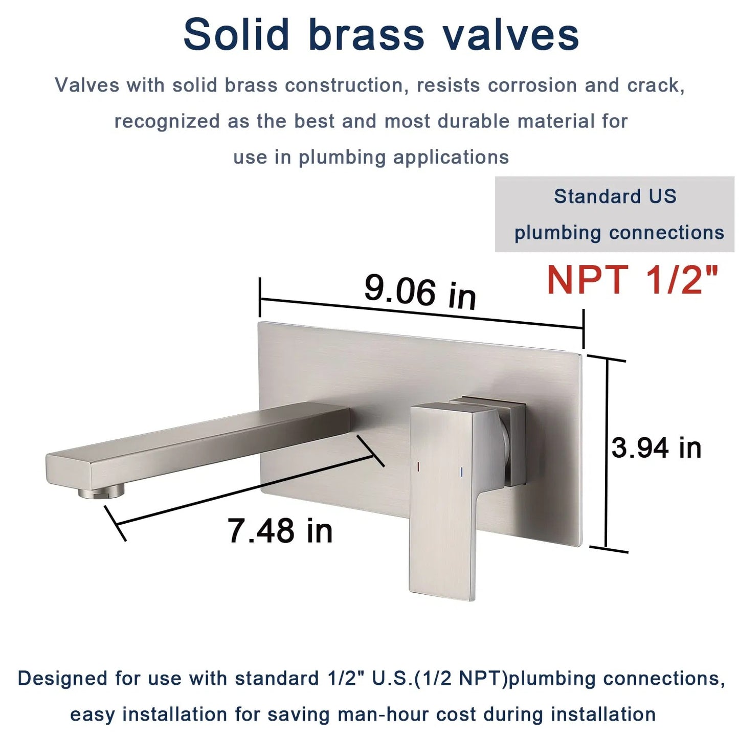 LunaLulinlk Wall Mount Faucet for Bathroom Sink or Bathtub